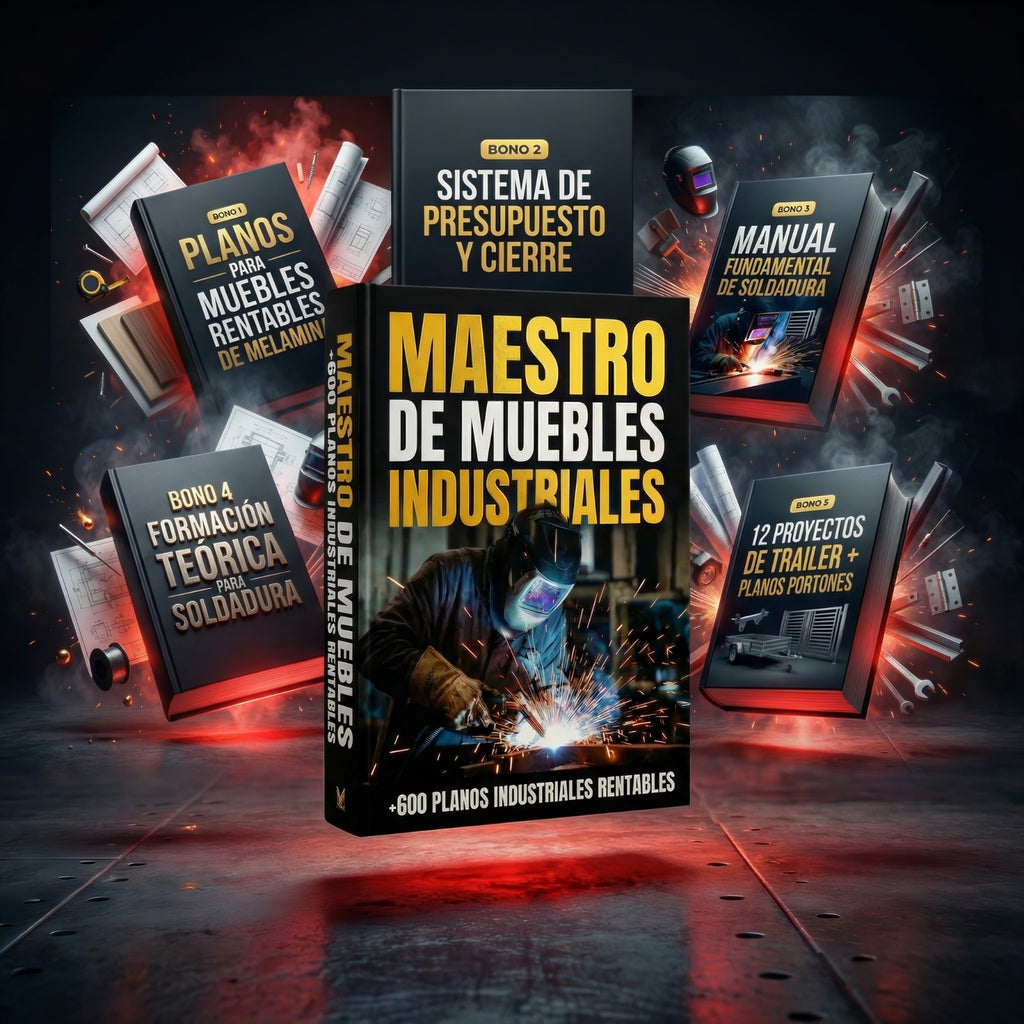 Ebook MAESTRO DE MUEBLES INDUSTRIALES + MAQUINAS DE GIMNASIO + 5 BONOS GRATIS • Entrega digital inmediata (PDF)