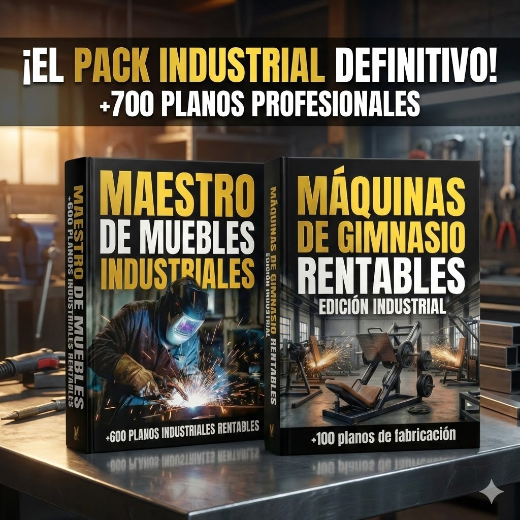 Ebook MAESTRO DE MUEBLES INDUSTRIALES + MAQUINAS DE GIMNASIO + 5 BONOS GRATIS • Entrega digital inmediata (PDF)